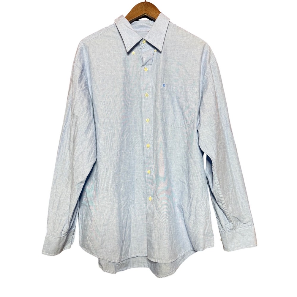 IZOD‎ Men Size XL Light Blue Button Down Shirt Long Sleeve Cotton Pocket Tee